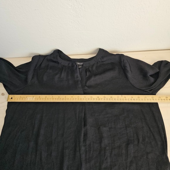 Simply Vera‎ Wang Black Long Sleeve V-Neck Blouse Top Size L Roll Sleeves - Picture 8 of 11